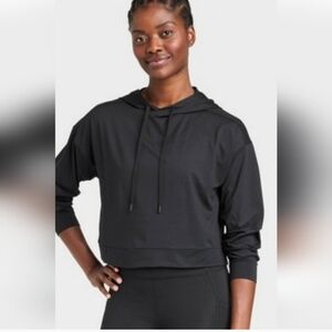 Women's Black Heavy Sweatshirt With Hood - All In Motion - XL